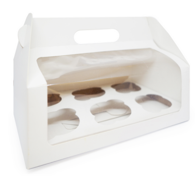 Gift Box with Handles Windowed with Recycled Material -White or Kraft